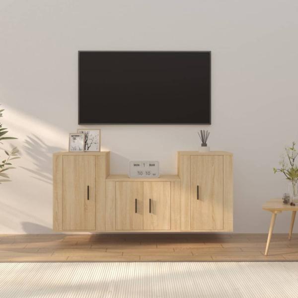 vidaXL 3-tlg. TV-Schrank-Set Sonoma-Eiche Holzwerkstoff 3188385