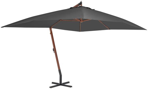 vidaXL Ampelschirm mit Holz-Mast 400x300 cm Anthrazit 44491