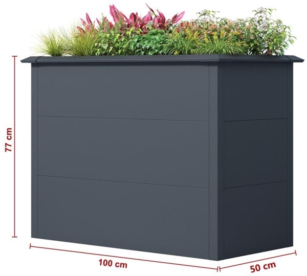 Hochbeet Design Gemüsebeet Pflanzbeet 100x50x77 cm mit Schneckenkante Anthrazit Bild 2