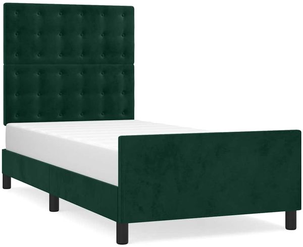 Einzelbettgestell Design für Erwachsene ohne Matratze Dunkelgrün 90x190 cm Samt d4807e
