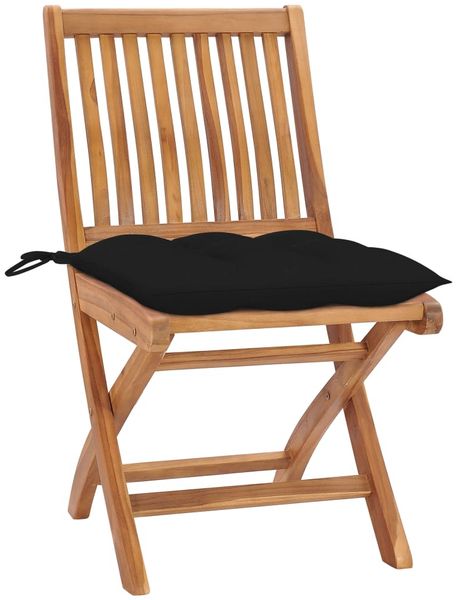 vidaXL Klappbare Gartenstühle mit Kissen 4 Stk. Massivholz Teak 3072829 Bild 2