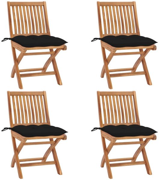 vidaXL Klappbare Gartenstühle mit Kissen 4 Stk. Massivholz Teak 3072829