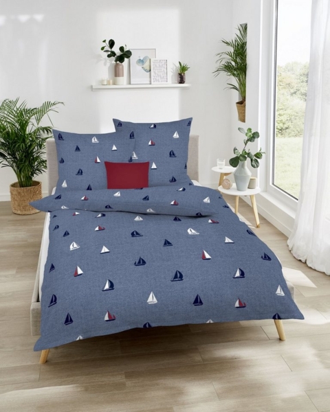 Kaeppel Bettwäsche Sailing Boats, Seersucker, 2 teilig, Mit Booten