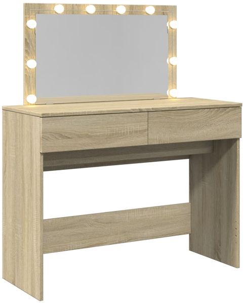 vidaXL Schminktisch mit LED-Lichterkette, Holzwerkstoff sonoma-eiche, 100 x 40 x 120 cm Bild 8
