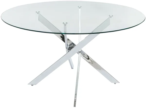 Vente-unique - COSIMA Esstisch Glas TransparentSilberfarben - B 140 cm x H 77 cm x L 140 cm