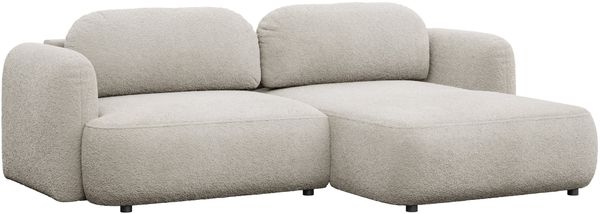 Selsey Tvoya Ecksofa mit Schlaffunktion, Ottomane rechts, Bouclé Hellbeige
