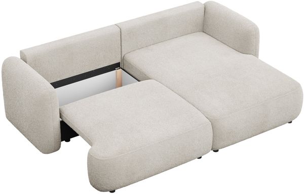Selsey Tvoya Ecksofa mit Schlaffunktion, Ottomane rechts, Bouclé Hellbeige Bild 8