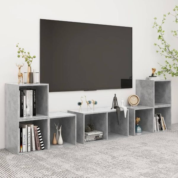 vidaXL 6-tlg. TV-Schrank-Set Betongrau Spanplatte [3080055]