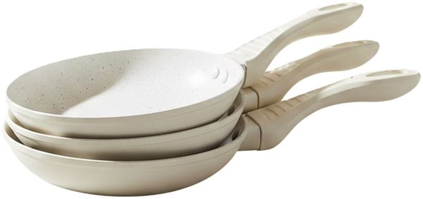 3 teiliges Pfannenset mit Antihaft-Marmorbeschichtung - ø20/24/28 cm, Induktionsgeeignet