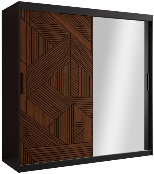 Kleiderschrank Monkis II 180 cm (Farbe: Schwarz Matt / Dunkel Nuss, ohne Schubladen )