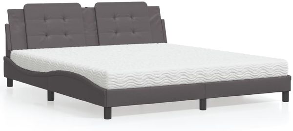 vidaXL Bett mit Matratze "Zadar" Grau 180x200 cm Kunstleder 3208883