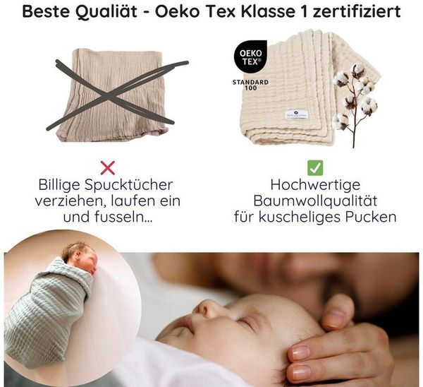 Babydecke Babydecke Musselin Kuscheldecke Puckdecke Baby & Neugeborene, Nordic Coast Company, Sommerdecke, Puck-u. Stilltuch, Einschlagdecke, Baumwolle atmungsaktiv Bild 4