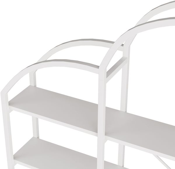Flieks Bücherregal 170×26×190 cm, Standregal weiß, Regal mit 5 Ebenen, Metall & MDF, dekoratives Wolkenbogen Design Bild 8