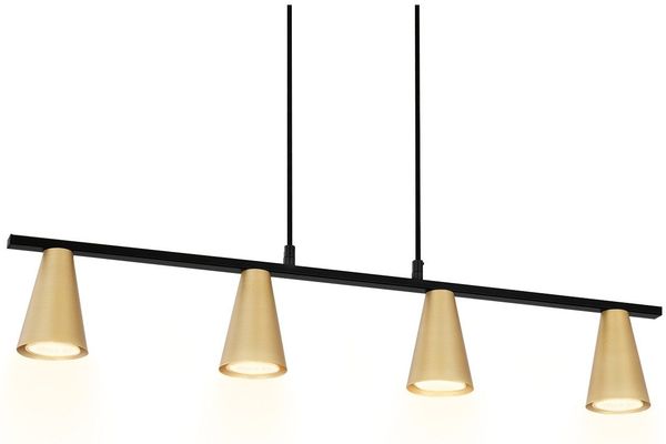 ZMH Pendelleuchte Esstisch Pendelleuchte Gold: GU10 Moderne Pendelleuchte E 4 flammig Metall in Industrial Schwarz