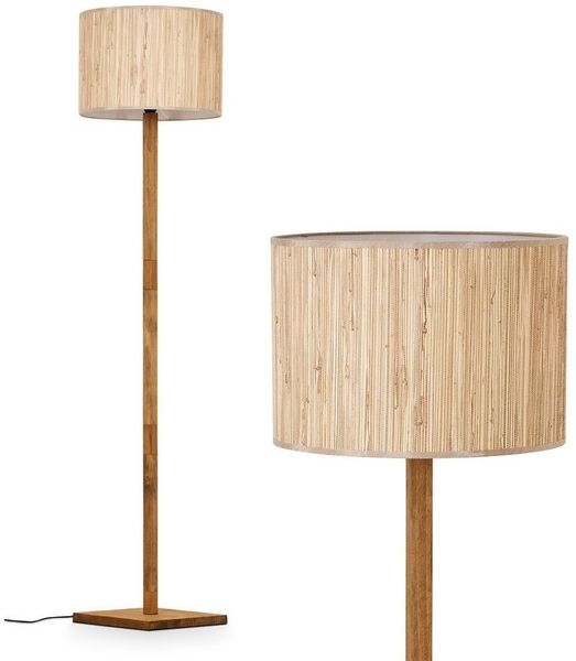 hofstein Stehlampe Stehlampe skandinavisches Design aus Holz/Seegras in Naturfarben/Beige, ohne Leuchtmittel