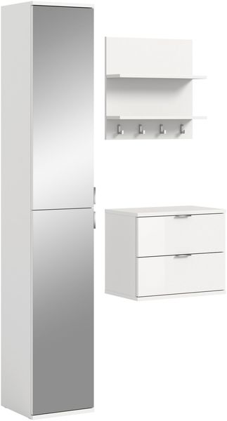 Garderobenkombination Weiß Hochglanz, 82x193x34 cm, FSC-zertifiziert