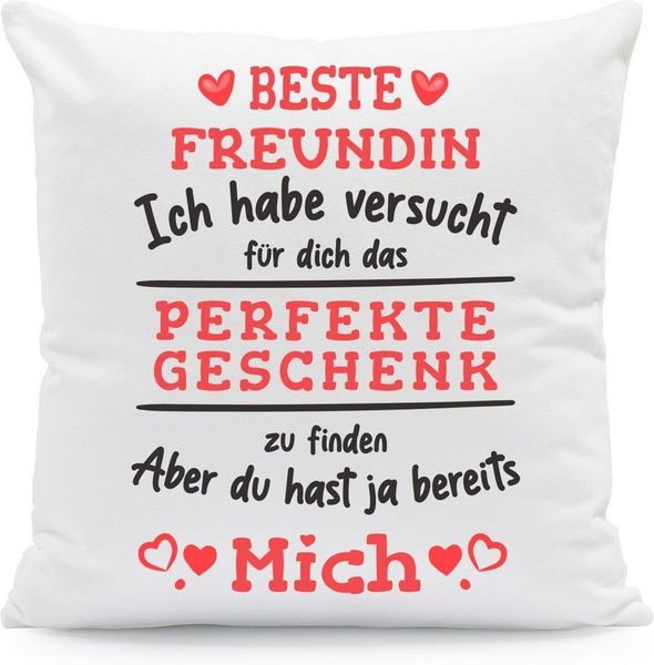 GRAVURZEILE Zierkissen mit Spruch - Das Perfekte Geschenk - Für Familie & Freunde -, starke Farben ohne verblassen - Beste Freundin - Ohne Füllung
