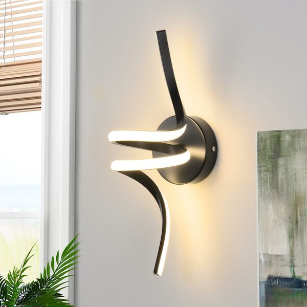 ZMH Wandlampe Innen LED Wandleuchte Schwarz: Wand Lampe für Treppenhaus Flur Wohnzimmer Schlafzimmer Balkon Modern Design Aluminium Wandbeleuchtung - 7W Warmweiß 3000K