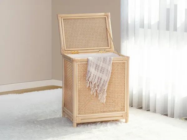 Vente-unique - CALYMA Badzubehör Rattan Beige - B 33 cm x H 56 cm x L 45 cm