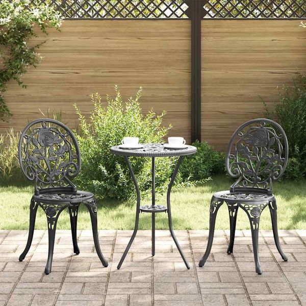 vidaXL Garten Bistro Set 3 pcs Schwarz Aluminium 42002387