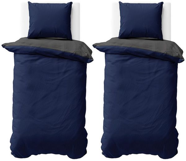 Visaggio Bettwäsche Mikrofaser Allergiker geeignet Doubleface Wendebettwäsche, Microfaser, 4 teilig, Modern Uni Doubleface Wendebettwäsche