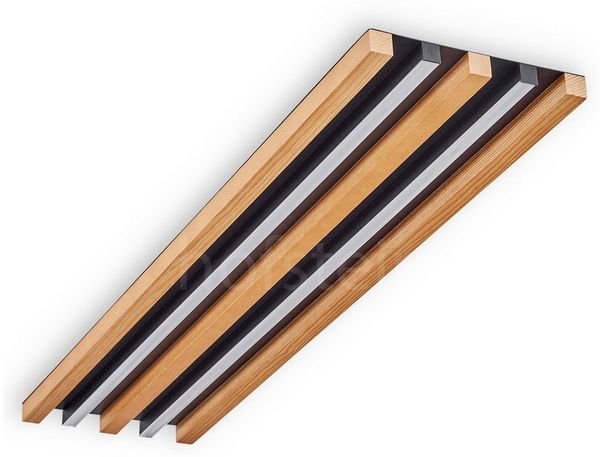 hofstein Deckenleuchte dimmbare Deckenlampe aus Metall/Holz/Kunststoff in Schwarz/Natur/Weiß, LED fest integriert, 2700 - 6500 Kelvin, 30 Watt, 3500 Lumen, dimmbar/Lichtfarbe änderbar über Lichtschalter