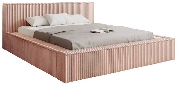 Goldstoff Polsterbett Veloria mit Bettkasten und Latenrost (Bettgestell mit Lattenrost, Zwei Bettkasten, Kopfteile, Modern Stoff Weicher Velours), Kopfteil,Lattenrost, Bettkasten