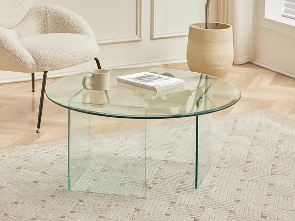 Vente-unique - ADAMO Couchtisch Glas Transparent - B 90 cm x H 41 cm x L 90 cm