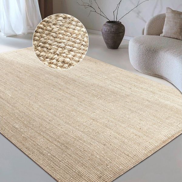 my home Teppich Avot Juteteppich, rechteckig, Höhe: 10 mm, 100% Jutefaser, Natur, nachhaltig,Esszimmer, Läufer, Wohnzimmer,Skandi