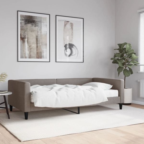 vidaXL Tagesbett mit Matratze Taupe 100x200 cm Stoff 3196568