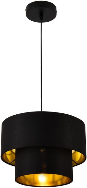 lux. pro 'Lopar' Hängeleuchte, E27, Metall / Stoff, Schwarz, Ø 30 cm