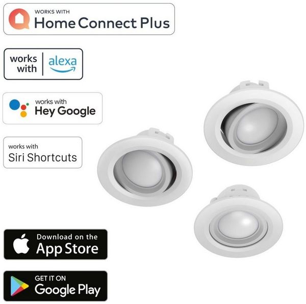 3x WiFi LED Einbaustrahler 5W/32W Weiß