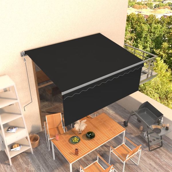 vidaXL Markise Automatisch Einziehbar mit Volant 3x2,5 m Anthrazit 3069389