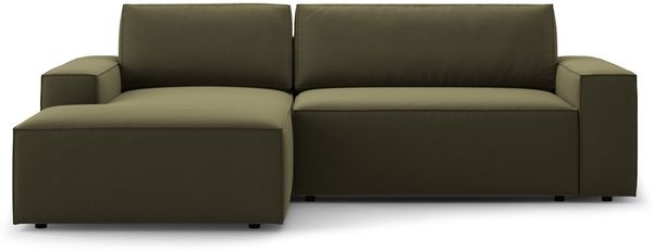 Micadoni Schlaf-Ecksofa Jodie 3-Sitzer Links Samtstoff Grün