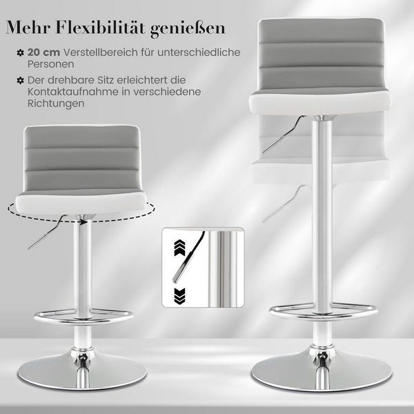 COSTWAY Barhocker (2er Set), Drehbare Barstühle 82-102cm höhenverstellbar, gepolstert