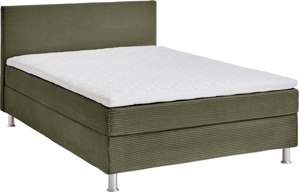 ATLANTIC home collection Boxbett inklusive Rost und H3 Federkernmatratze, Holz, Olivgrün, 120x200 cm