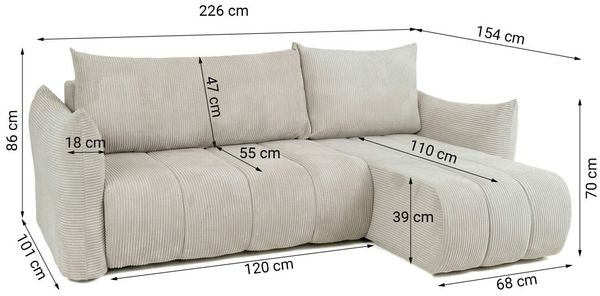 Ecksofa Schlafsofa ONTARIO XS in Stoff Poso Braun Ottomane Links Bild 5