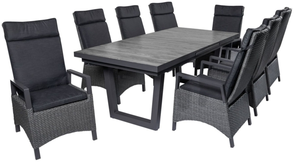 KERAMO Ausziehtisch 100x200, Platte Keramik Holzoptik dunkelgrau, Alu- Gestell V-Fuß, Synchronauszug Bild 3