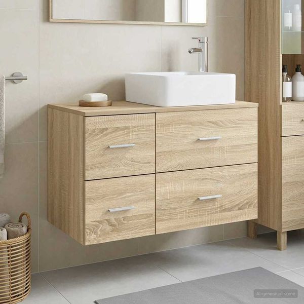 vidaXL Badezimmermöbel-Set 2 pcs Sonoma-Eiche Holzwerkstoff 3403962