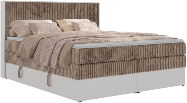 Boxspringbett mit Stauraum TRAVIT KING, Bett mit Gasdruckfedern, Multipocket Matratze H4 und Topper T25, zwei Bettkästen - 160 x 200 cm - Braun Cord Bild 7