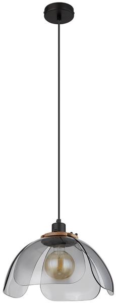 LED Hängeleuchte, Metall, Glas, rauchfarben, H 120 cm