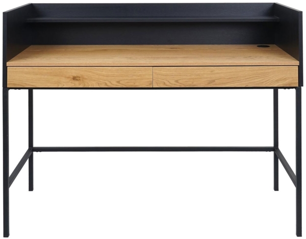 Schreibtisch HWC-J79, Bürotisch Computertisch Arbeitstisch, Schublade 120x50cm Holz Metall ~ Eiche-Optik Bild 5