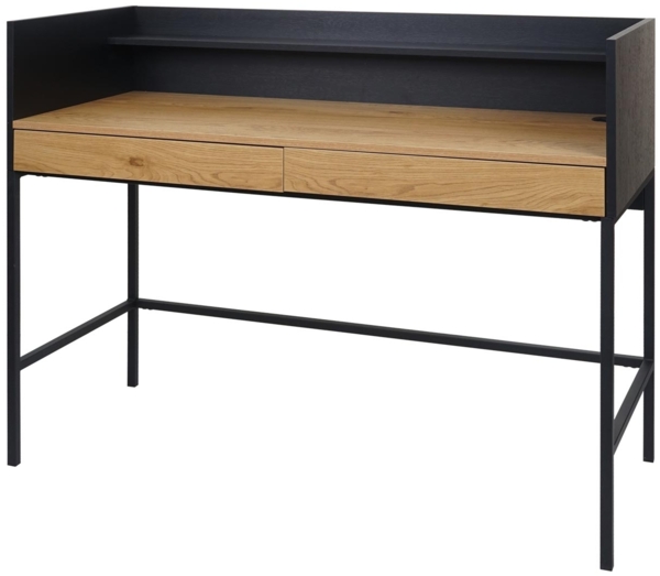 Schreibtisch HWC-J79, Bürotisch Computertisch Arbeitstisch, Schublade 120x50cm Holz Metall ~ Eiche-Optik Bild 4
