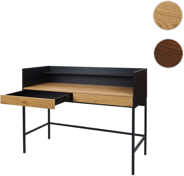 Schreibtisch HWC-J79, Bürotisch Computertisch Arbeitstisch, Schublade 120x50cm Holz Metall ~ Eiche-Optik Bild 9