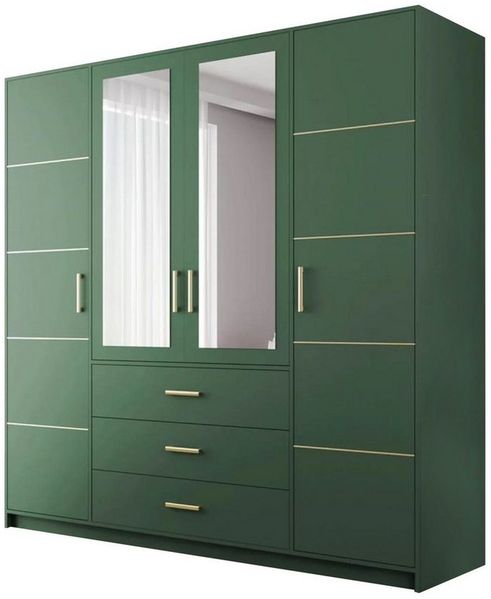 Beautysofa Kleiderschrank Kleiderschrank mit 4 türen BALI D4 Garderobenschrank mit Spiegel