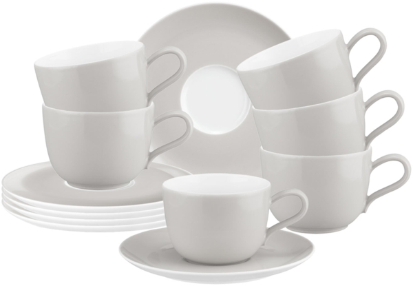 Seltmann Weiden Liberty Pure Colors Kaffeetasse mit Untertasse 260 ml 6er Set - New Grey