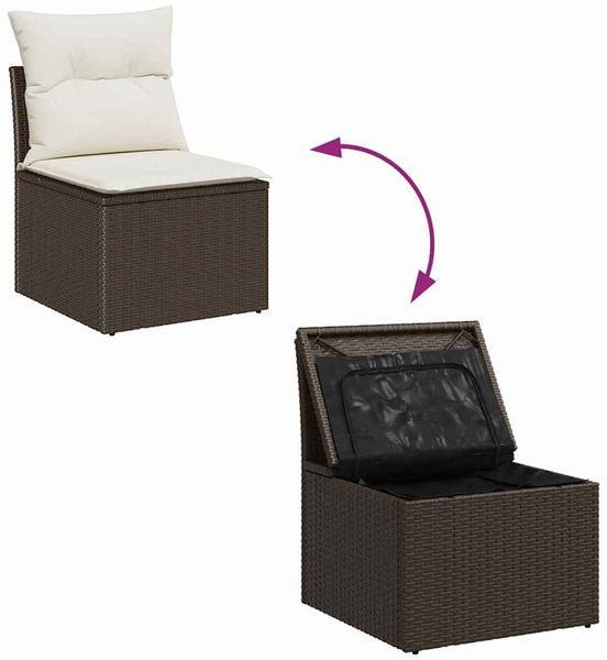 vidaXL Garten-Sofa-Set mit Kissen 4 pcs Braun und Creme Poly-Rattan 3355837 Bild 10