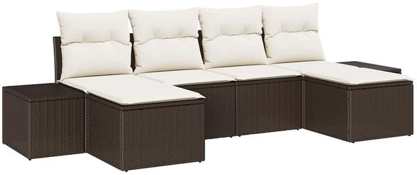vidaXL Garten-Sofa-Set mit Kissen 4 pcs Braun und Creme Poly-Rattan 3355837 Bild 2