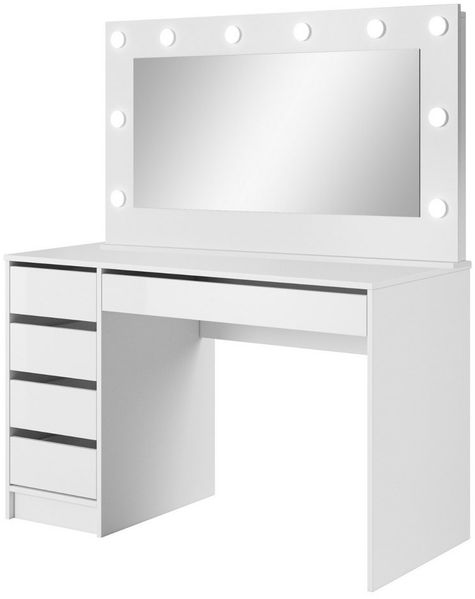 MOEBLO Schminktisch AGA (mit/ohne Spiegel + Led, Frisiertisch, Schminktisch, Kosmetiktisch, Spiegel), (BxHxT):120x75x55 cm