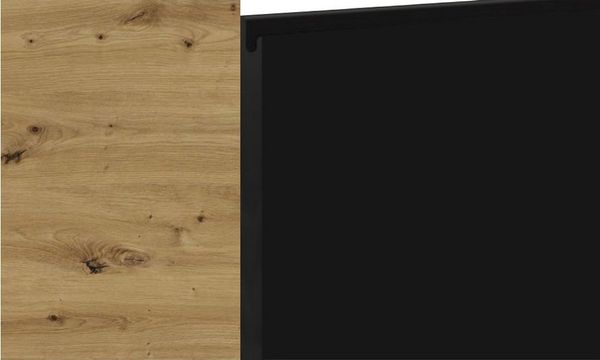 Mikrowellenumbauschrank AVELLINO 60x72cm grifflos Acryl Fronten Farbe: schwarz Acryl matt / Eiche Artisan (AV-W2MK/60)
